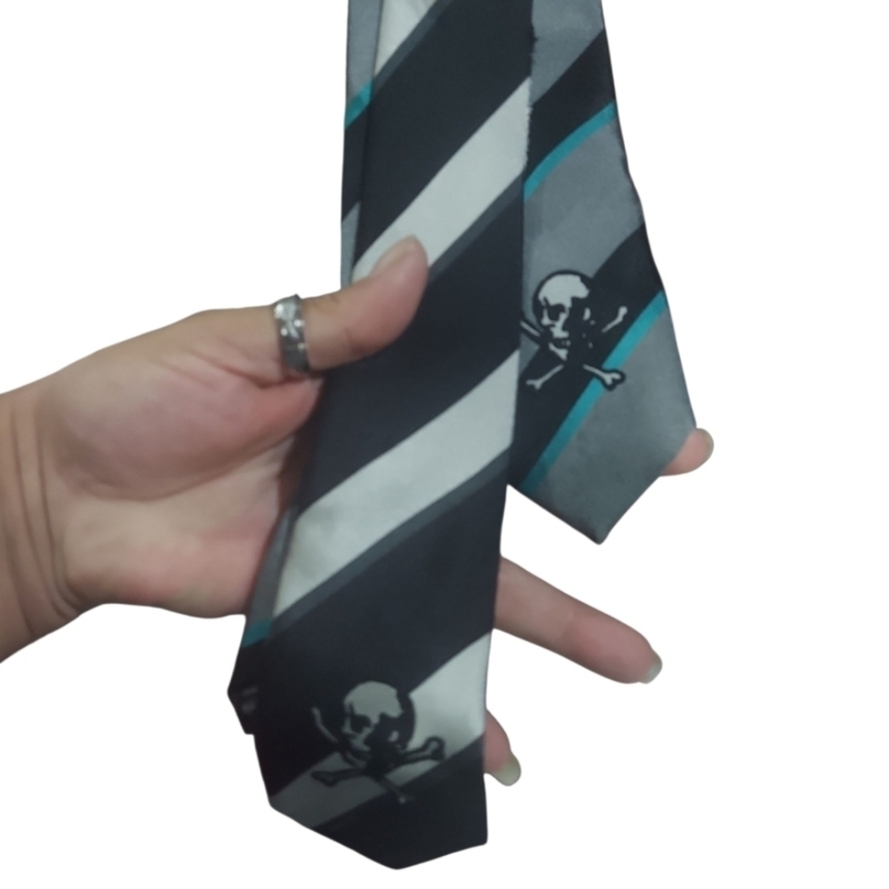 2 Vintage Juicy Couture Silk Striped Skull Tie